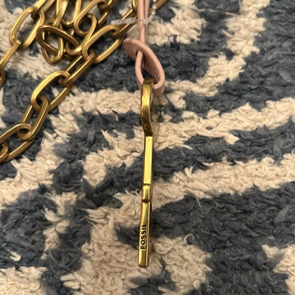 Fossil Stevie SM Chain Crossbody Pink Gold-tone Chain